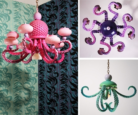 cephalopods, chandelier and decor