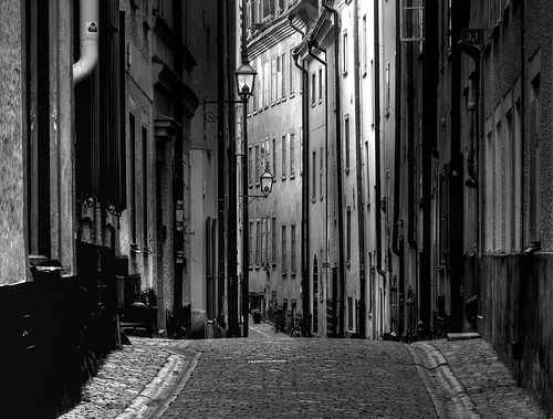 black and white, gamla stan and stockholm