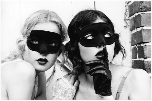 black and white, colombina mask and ellen von unwerth