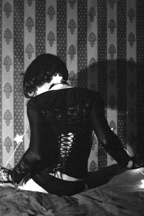 bg:room, black and white and corset