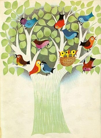 birds, illustration and mary blair