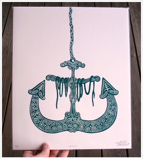 anchor, blue and boat