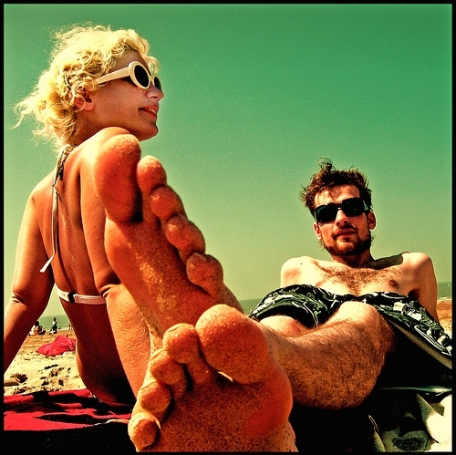 beach, feet and girl