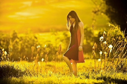 alone, field and girl
