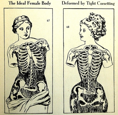 body image, corset and skeleton