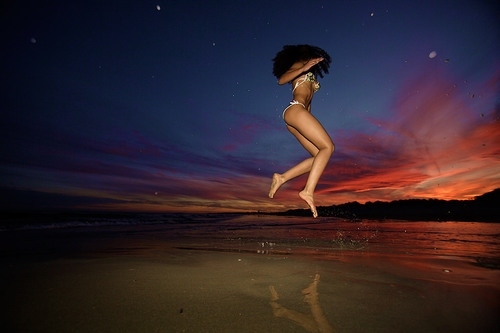 beach, girl and jump