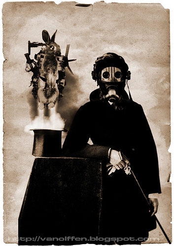apocalyptic, gas masks and magicians