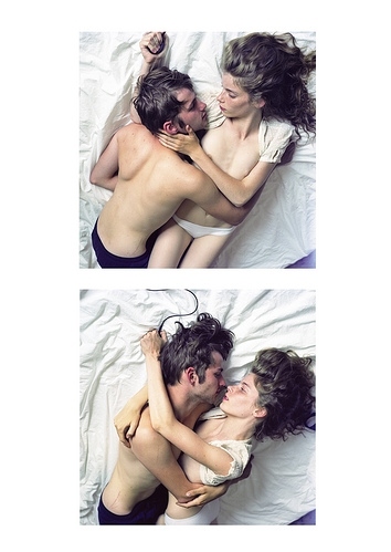 bed, couple and cuddle