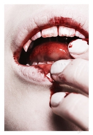 blood on lips
