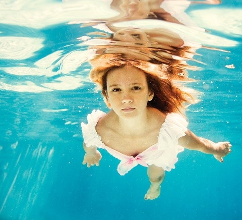 blue, girl and swimming