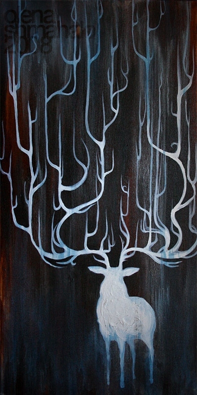 antlers, art and black and white