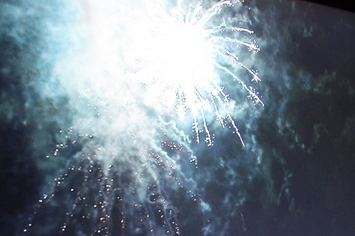 blue, fireworks and lites