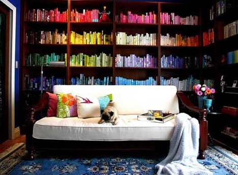 books, bookshelves and color