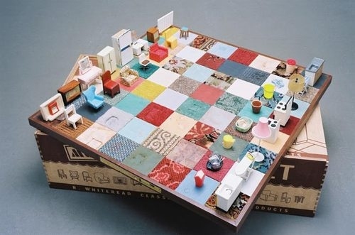 checkered, chess and dollhouse furniture