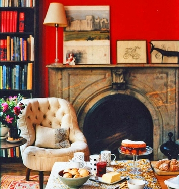 armchair, books and decor