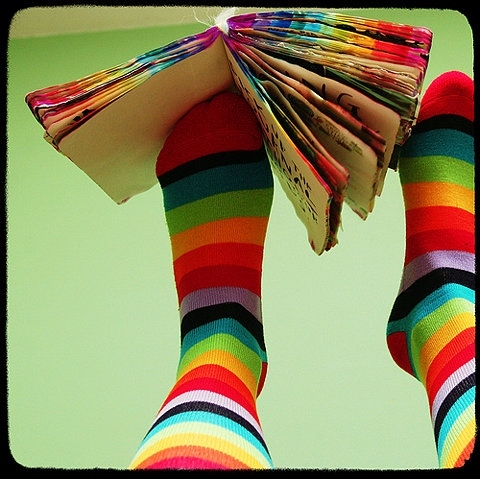 book, colors and feet
