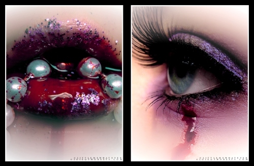 blood, eyes and glitter