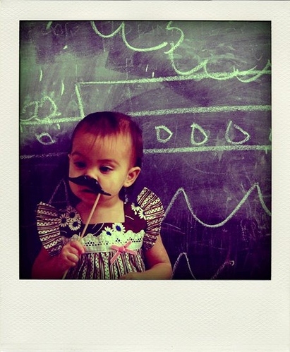 baby, bow and chalkboard