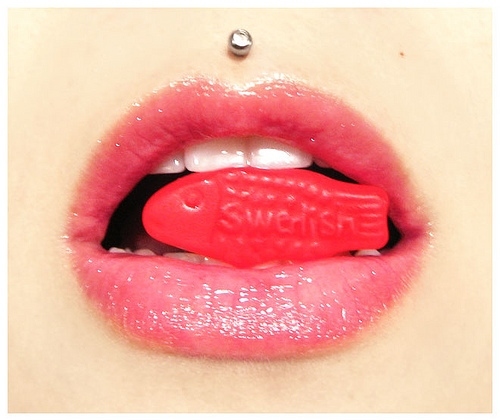 candy, fish and lips
