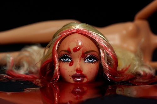 beheaded, blood and brain dead barbie