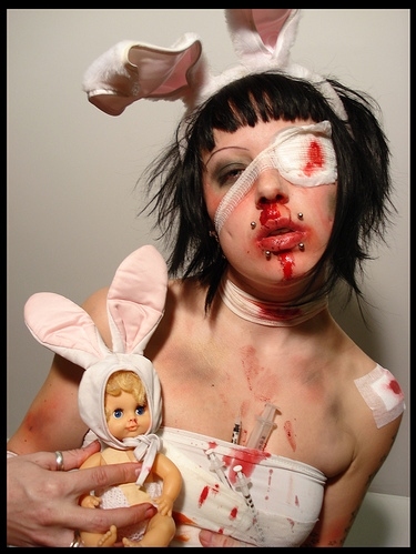 blood, bunny and doll