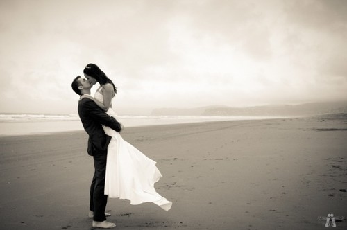 beach, black and white and couple