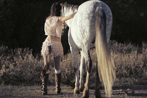 girl, horse and monett