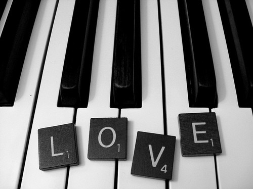 black, keyboard, keys, letters, love, piano