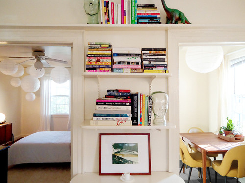 bookcase, books and decor