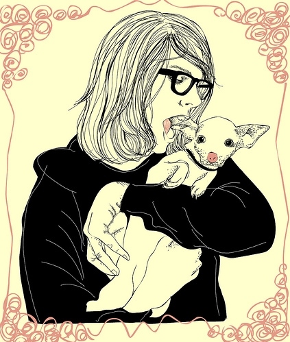 dog, girl and glasses