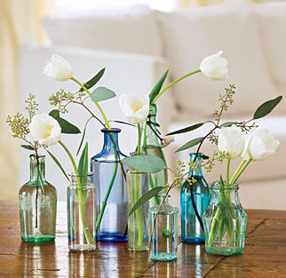 antique bottles,  blue and  decorate