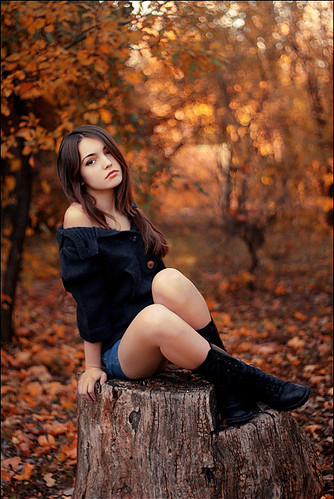 autumn, girl and nature