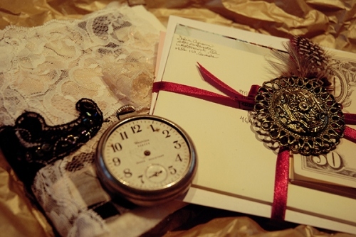 lace, pocketwatch and ribbon