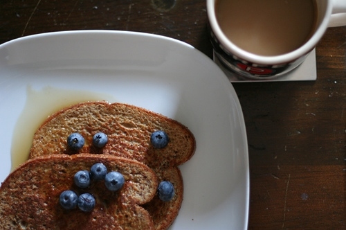 blueberries, bread and breakfast