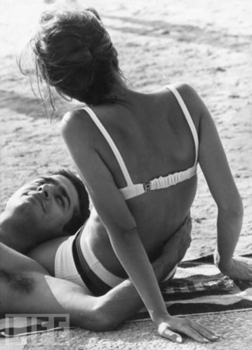 beach, black and white and couple