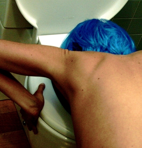 bathroom, blue hair and bulimia