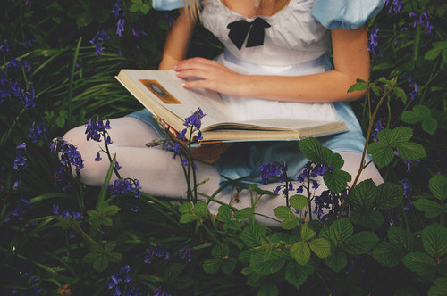 alice in wonderland, book and girl