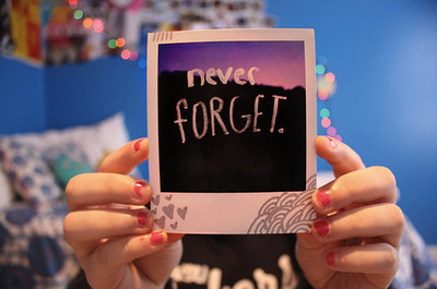 blurred background, never, never forget, never forget., night, polaroid