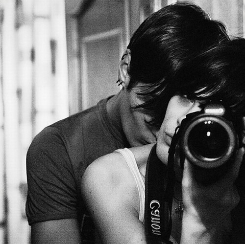 black and white, boy and camera