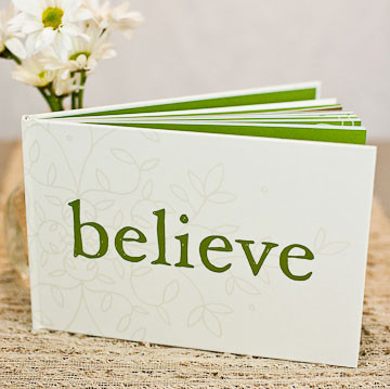 believe, book and gift