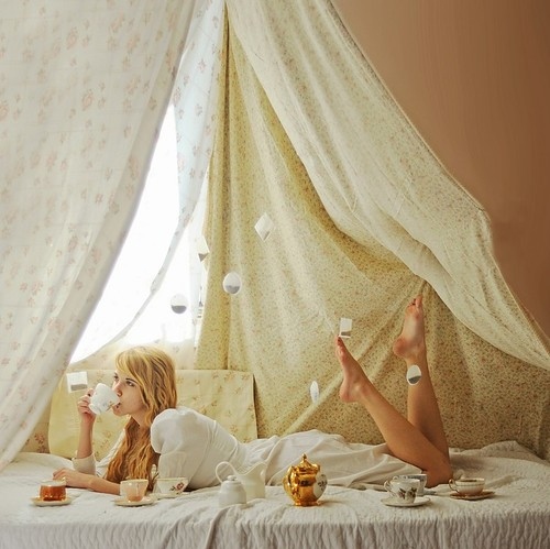 beauty, canopy bed and cofee
