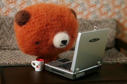 amigurumi,  bear and  computer