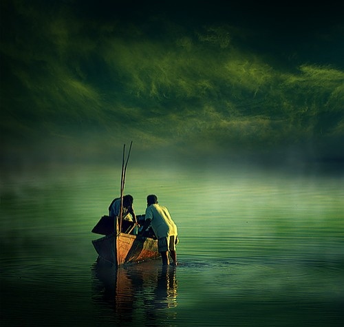 boat, color and green