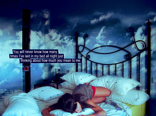 At Night Bed Blue Brilliant Brunette Cute Image 24268 On
