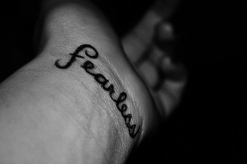 fear fearless hand photography quote tattoo