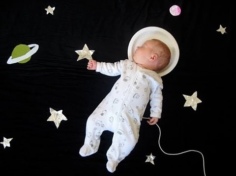 art, astronaut and baby