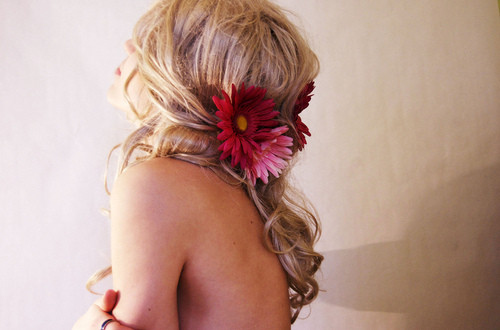 blonde, flowers and girl