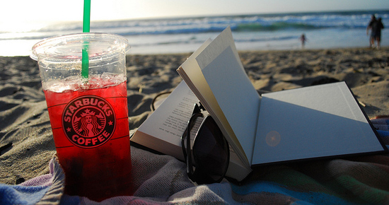 beach, book and pink