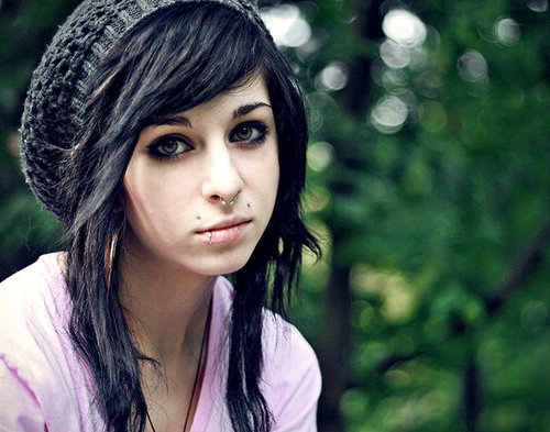 black eyemakeup, black hair and girl