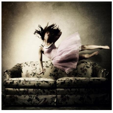 art, ballerina and couch